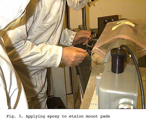Apply epoxy to etalon mount pads